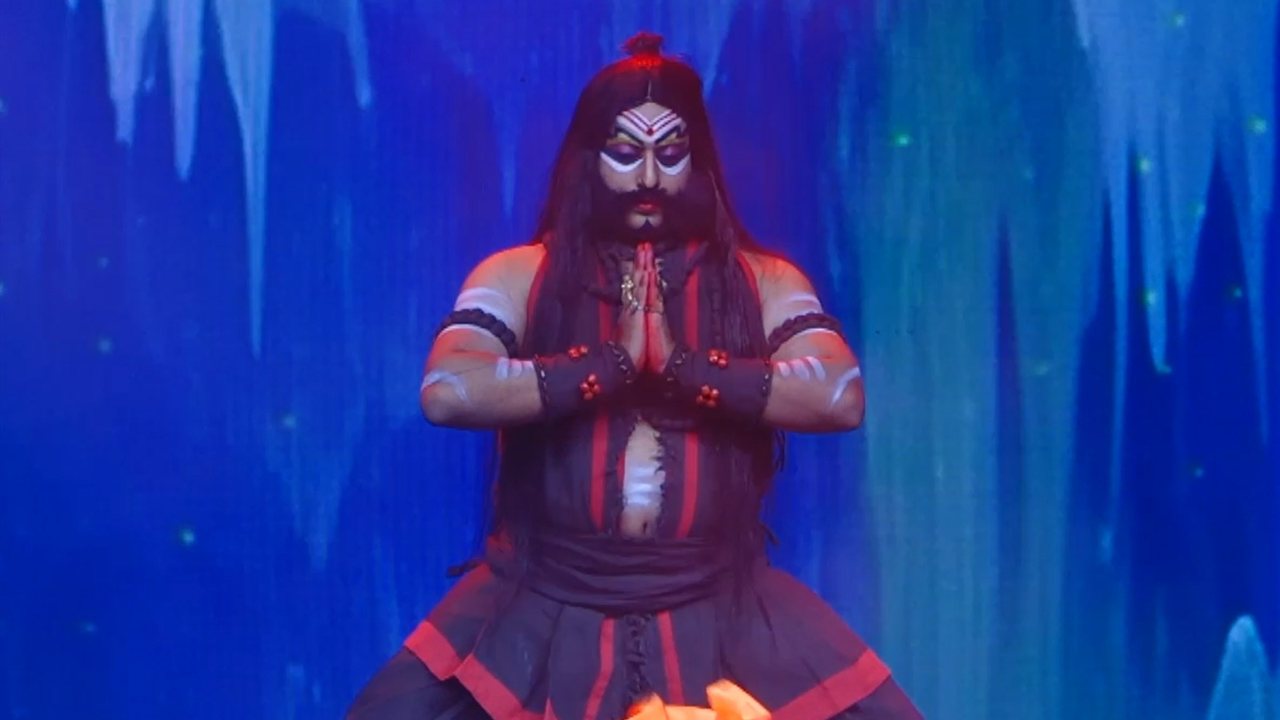 Ravan in prayer before the havan, the Ravan intro